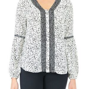NWT Zac & Rachel Polka Dot Blouse White and Black XL